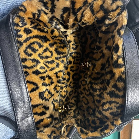 Silver Blue Black purse Reversible cheetah print - Picture 3 of 5